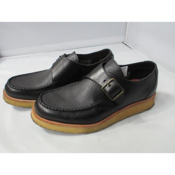 Mens Clarks Originals Black Burcott Monk Strap Leather Shoes Sz 7